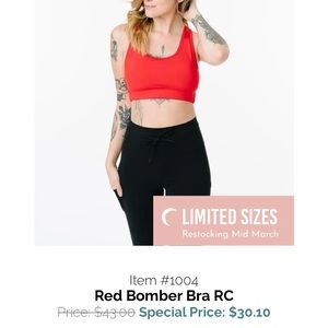Zyia Red Bomber Bra NWT